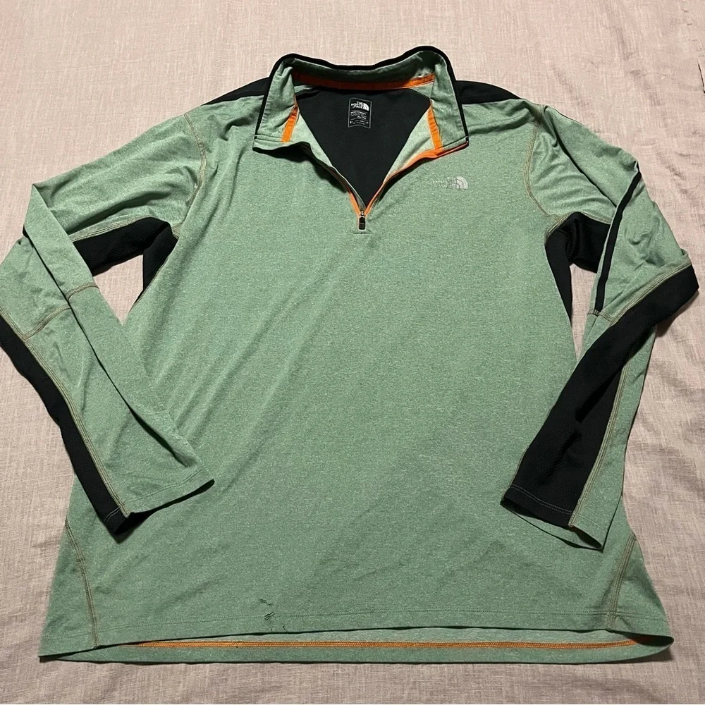 The North Face Green Black Long Sleeve 1/4 Zip Size XL Fast Dry Kilowatt Layers